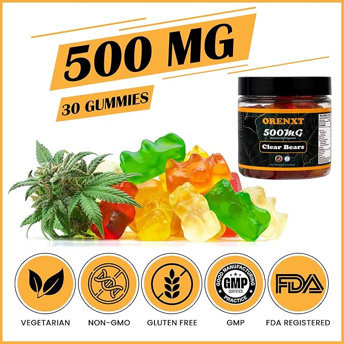 Organic Clear Bear  Gummies  | Made in USA | Omega 3 6 9 & Vitamin E Infused |  Gluten Free