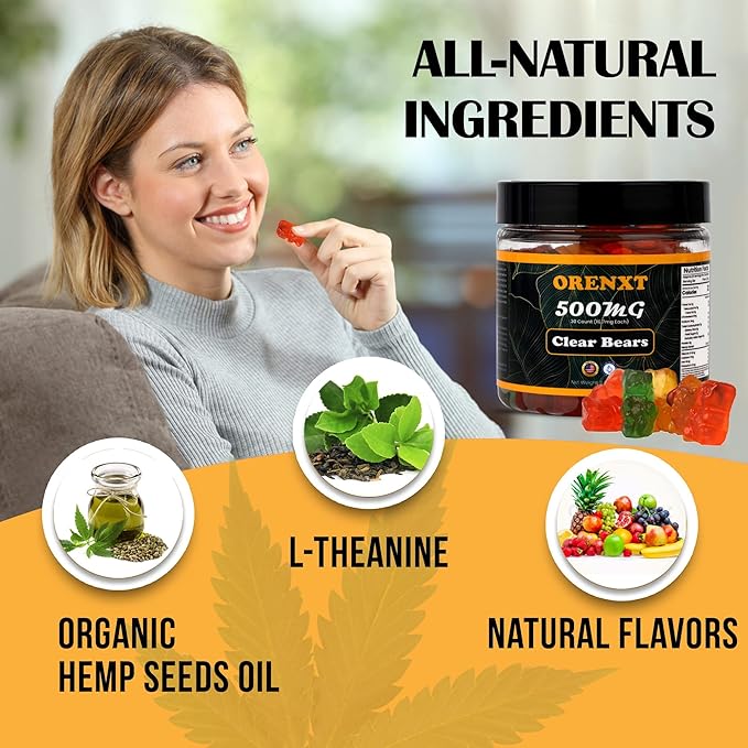 Organic Clear Bear  Gummies  | Made in USA | Omega 3 6 9 & Vitamin E Infused |  Gluten Free