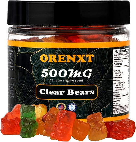 Organic Clear Bear  Gummies  | Made in USA | Omega 3 6 9 & Vitamin E Infused |  Gluten Free