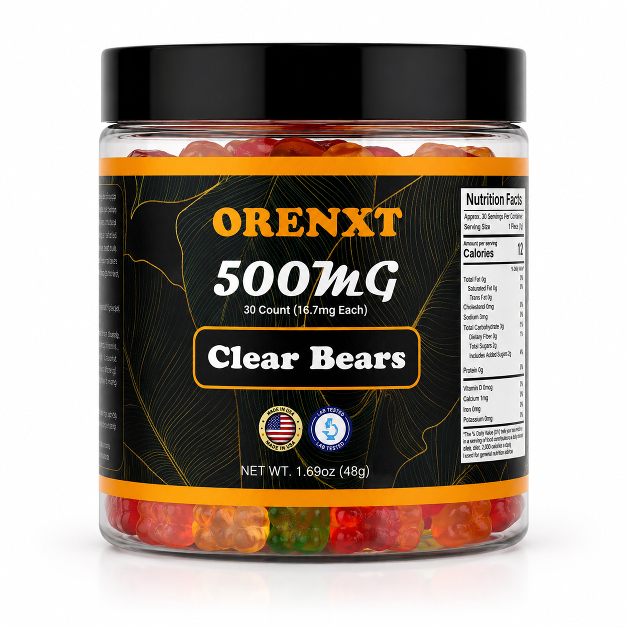 ORENXT Clear Bear Gummies - Organic Omega 3-6-9 + Vitamin E Vegan-Friendly