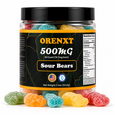ORENXT Sour Bear Gummies - Organic Omega 3-6-9 Vegan-Friendly