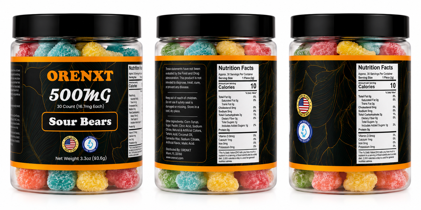 ORENXT Sour Bear Gummies - 3-Pack Bundle Save 20% Best Value
