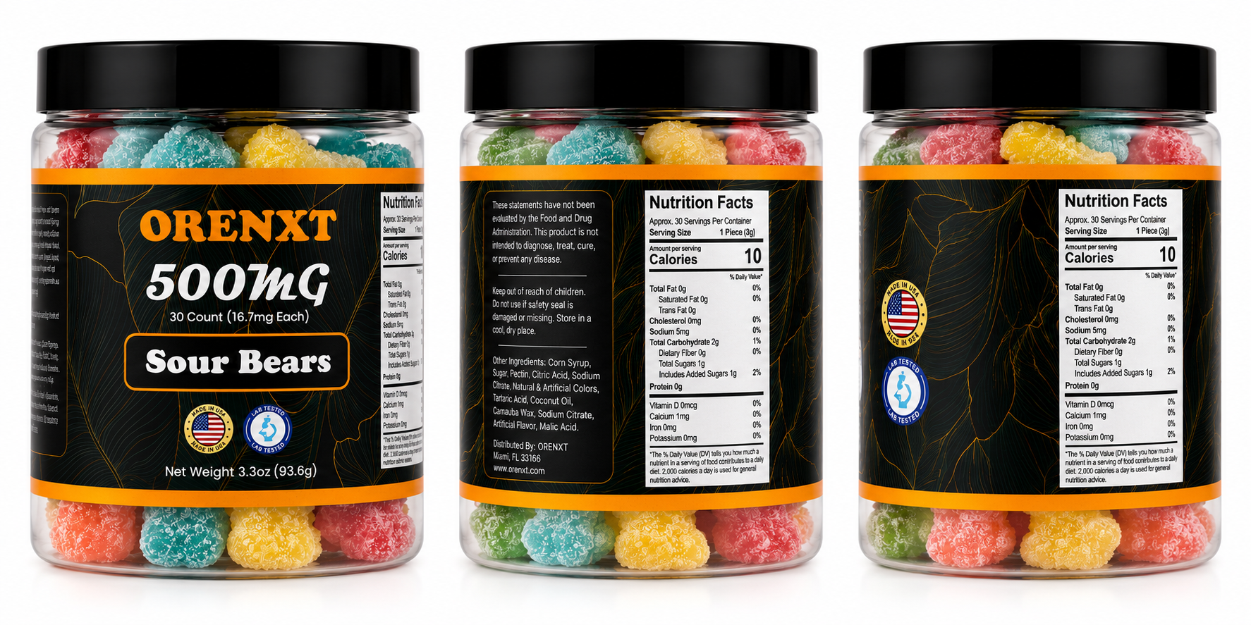 ORENXT Sour Bear Gummies - 3-Pack Bundle Save 20% Best Value